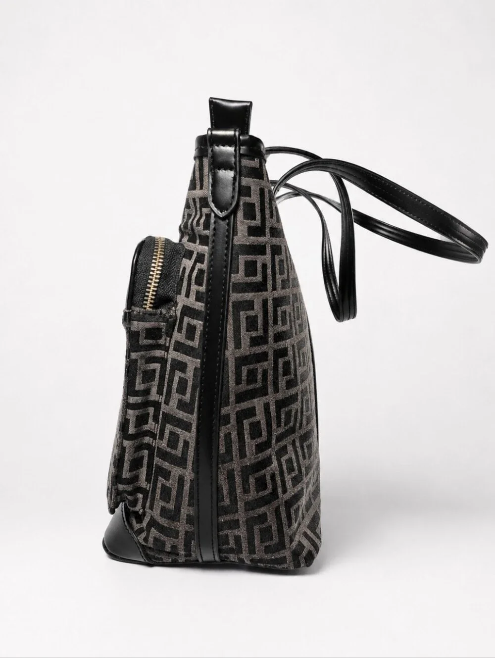 Fiorelli Black Taupe Geometric Multi Pocket Tote Bag NWT